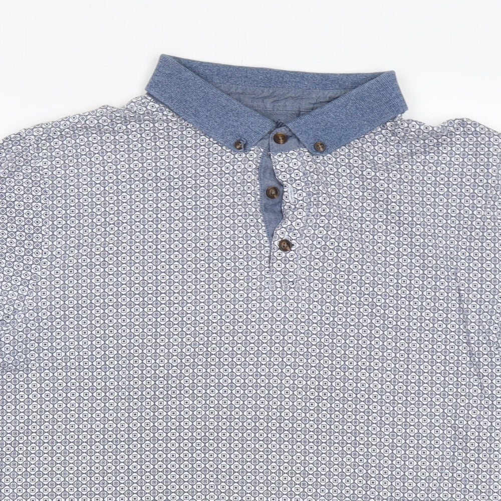 Red Herring  Mens Multicoloured Geometric Cotton  Polo Size M Collared