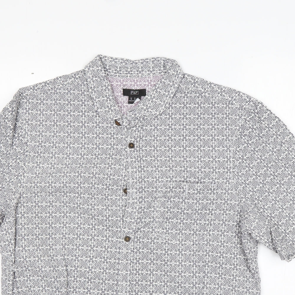 F&F Mens Multicoloured Floral Cotton  Button-Up Size M Collared