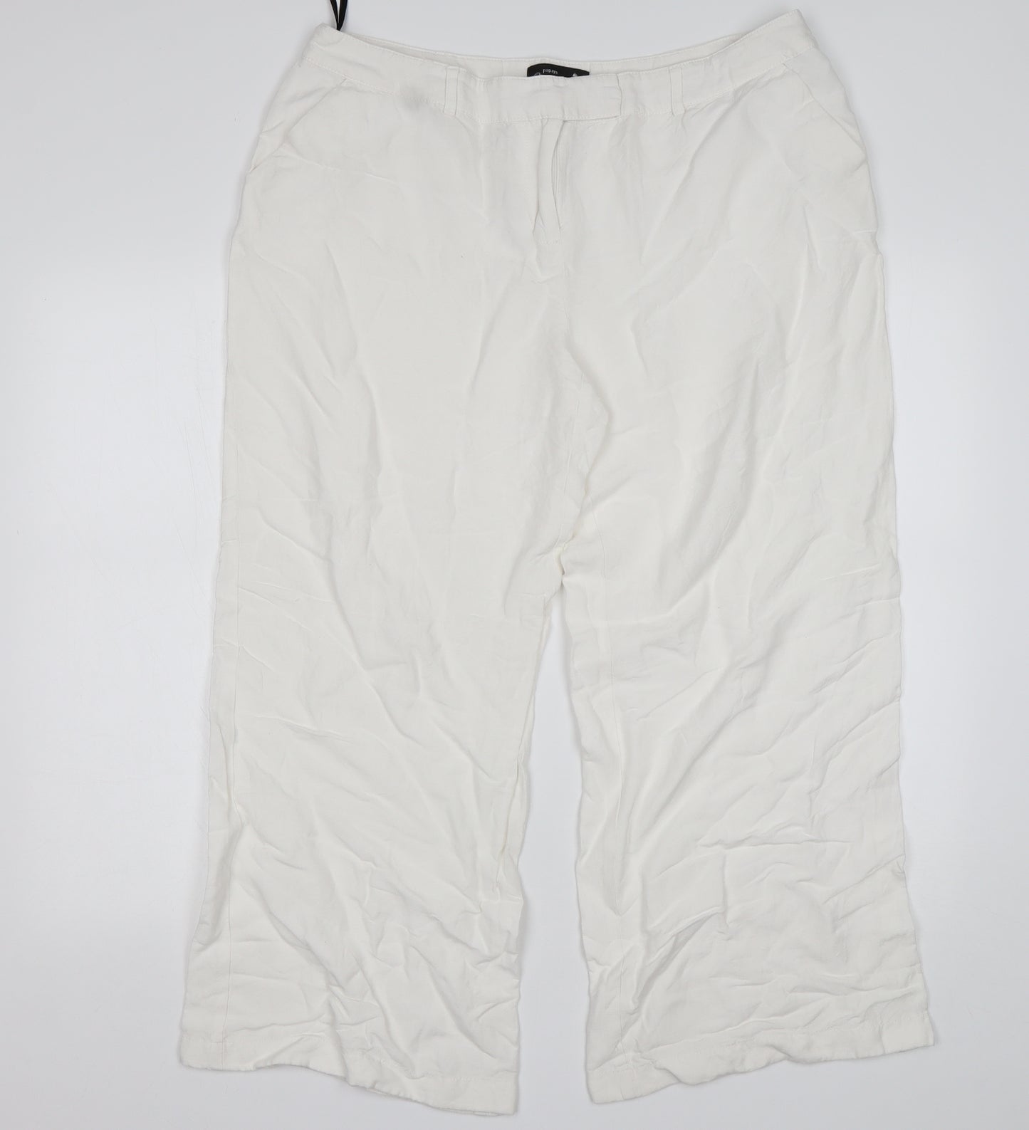 Papaya Womens White  Linen Chino Trousers Size 16 L26 in Regular