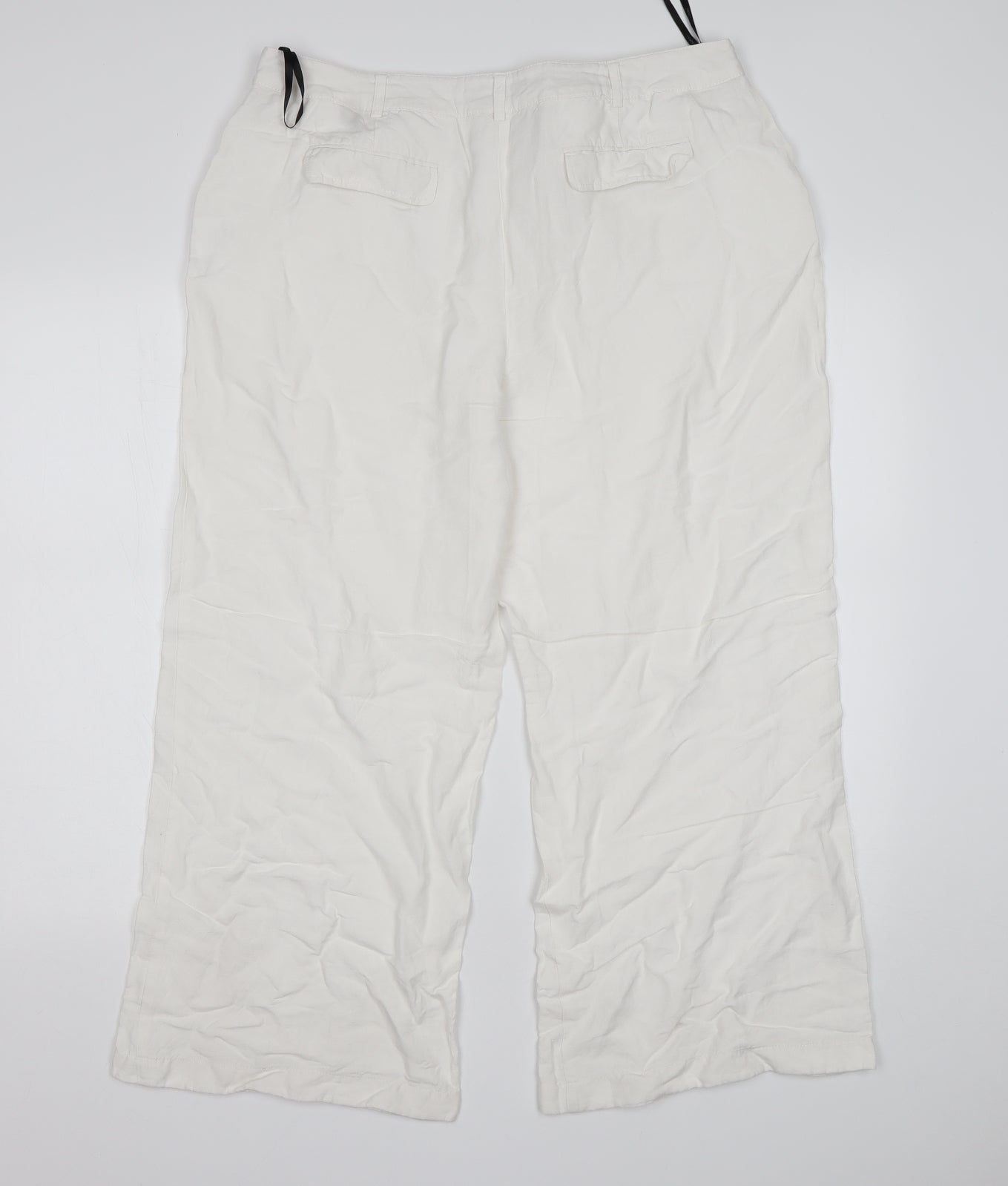 Papaya Womens White  Linen Chino Trousers Size 16 L26 in Regular