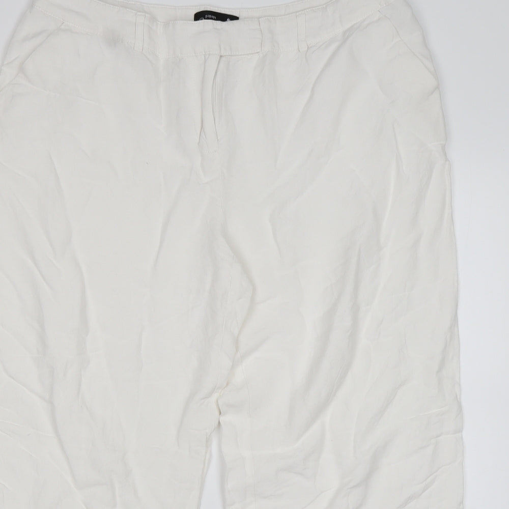 Papaya Womens White  Linen Chino Trousers Size 16 L26 in Regular