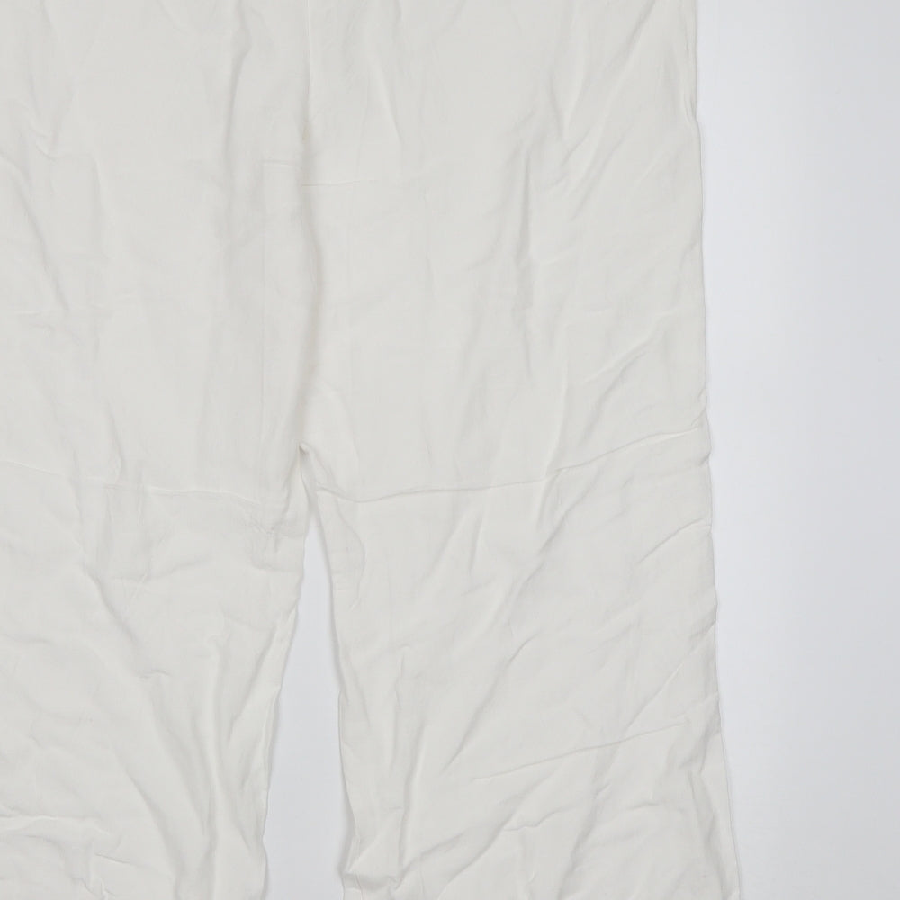 Papaya Womens White  Linen Chino Trousers Size 16 L26 in Regular