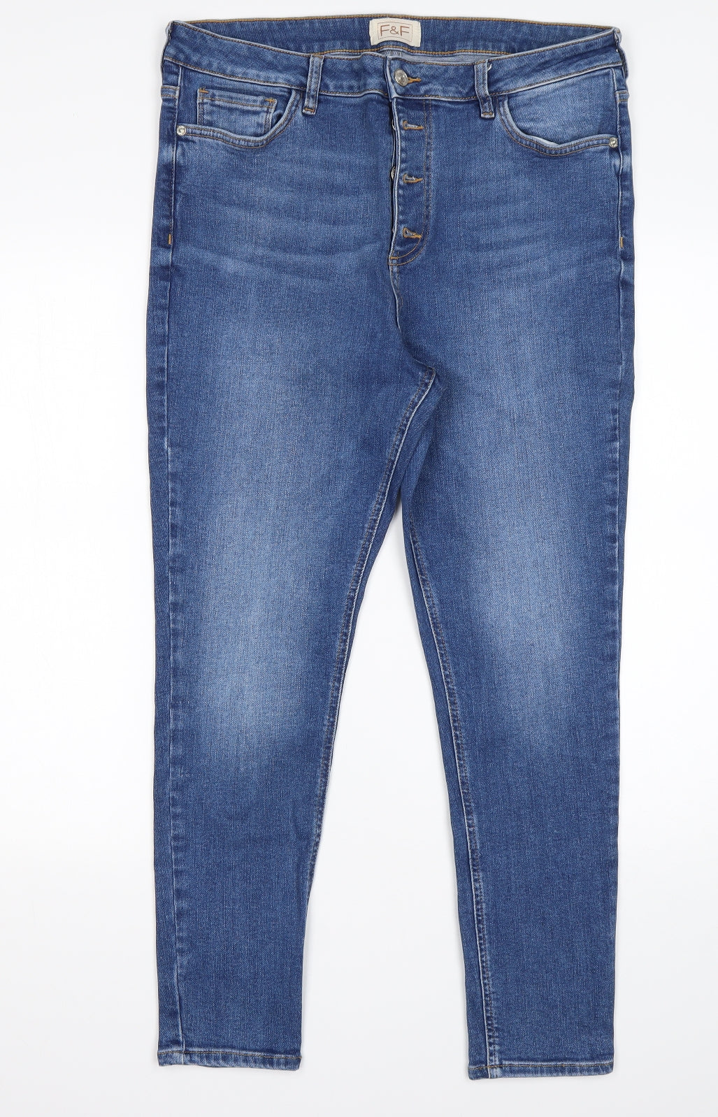 F&F Womens Blue  Cotton Skinny Jeans Size 16 L27 in Regular