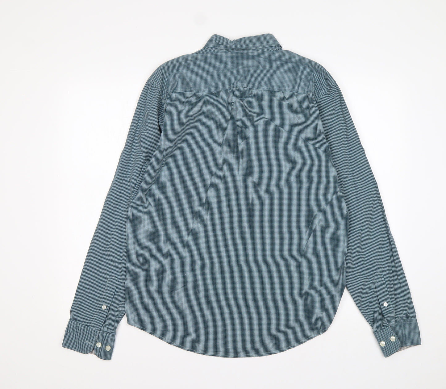 Penguin  Mens Green Check Cotton  Button-Up Size M Collared Button