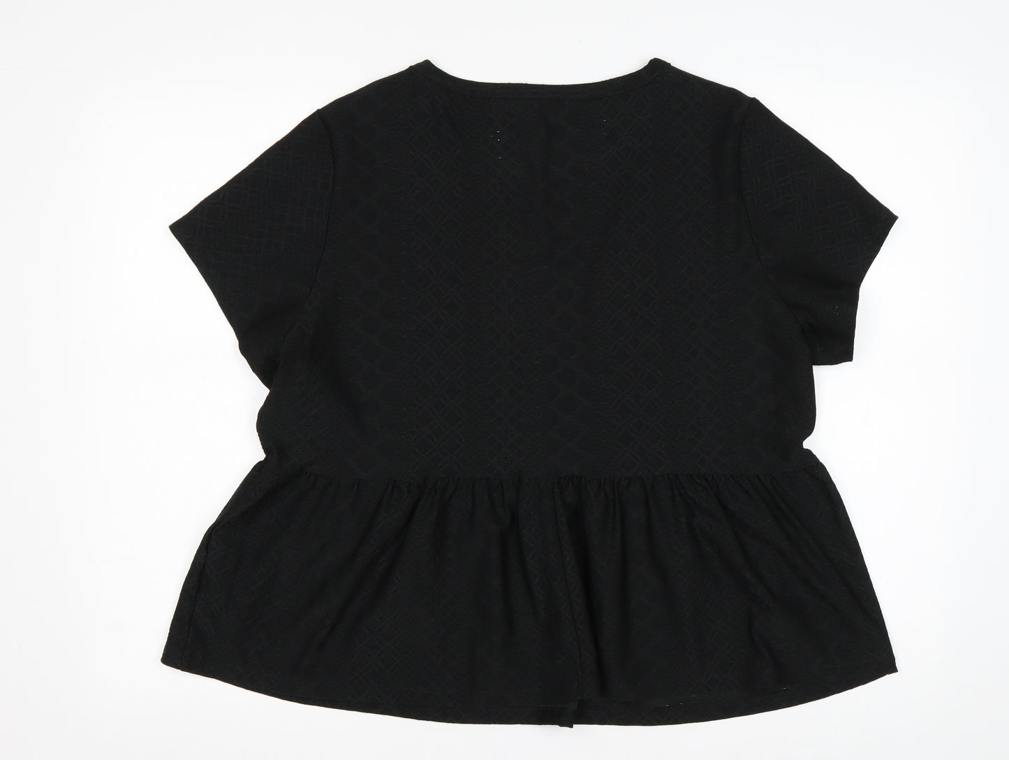 George Womens Black  Polyester Basic Blouse Size 16 Round Neck