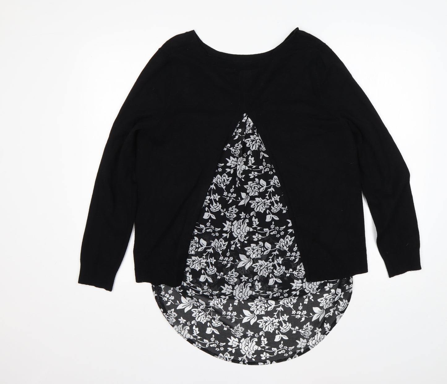 George Womens Multicoloured Round Neck Floral Viscose Pullover Jumper Size 14   - jumper with blouse