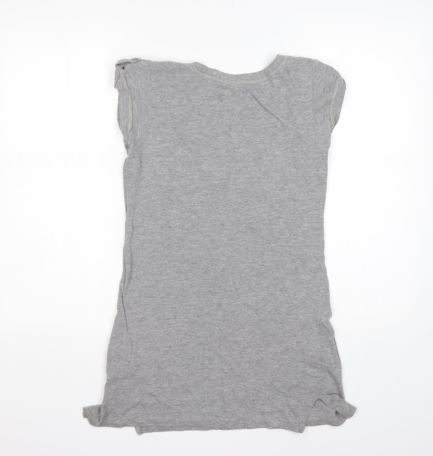 Preworn Womens Grey  Cotton Basic T-Shirt Size 8 Round Neck
