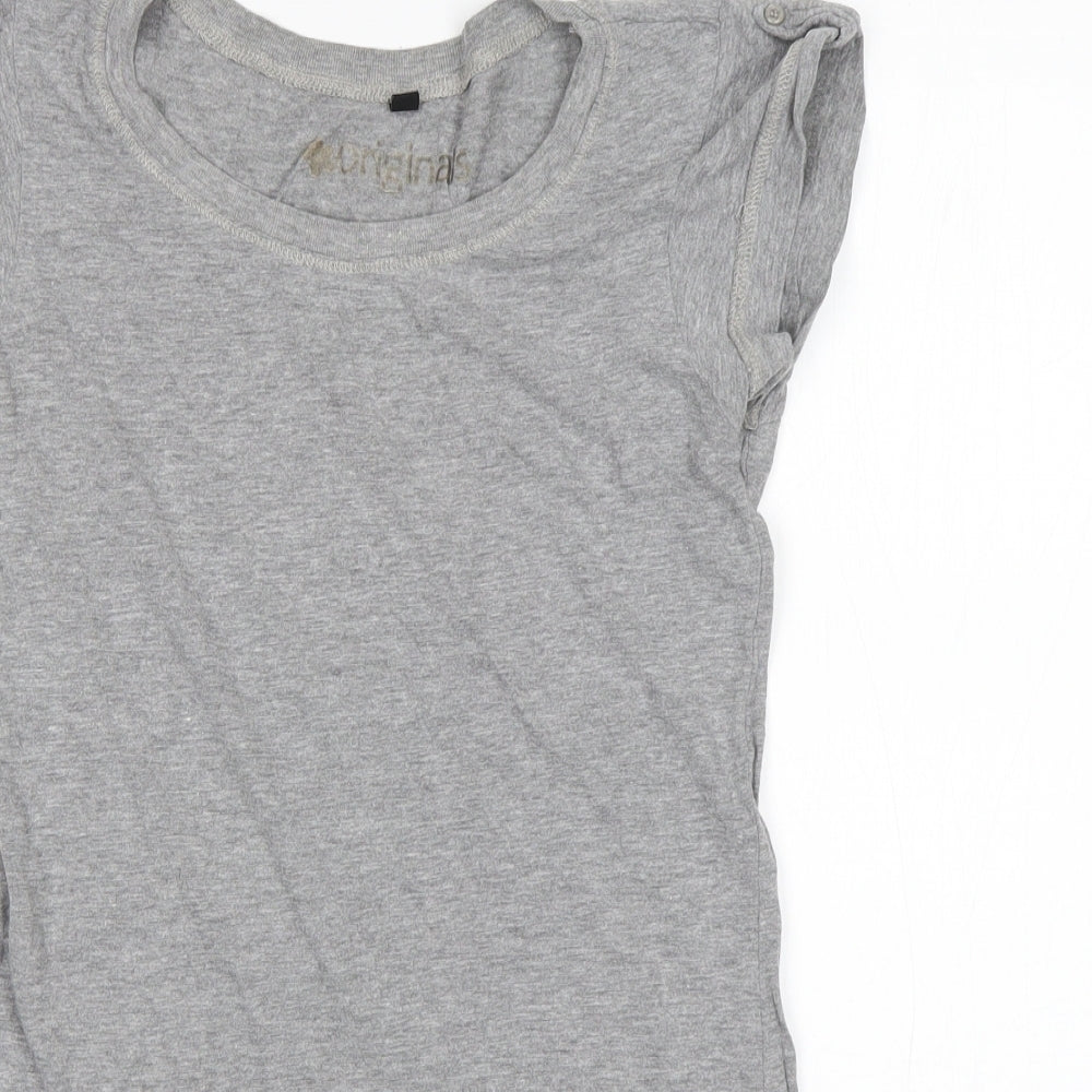 Preworn Womens Grey  Cotton Basic T-Shirt Size 8 Round Neck