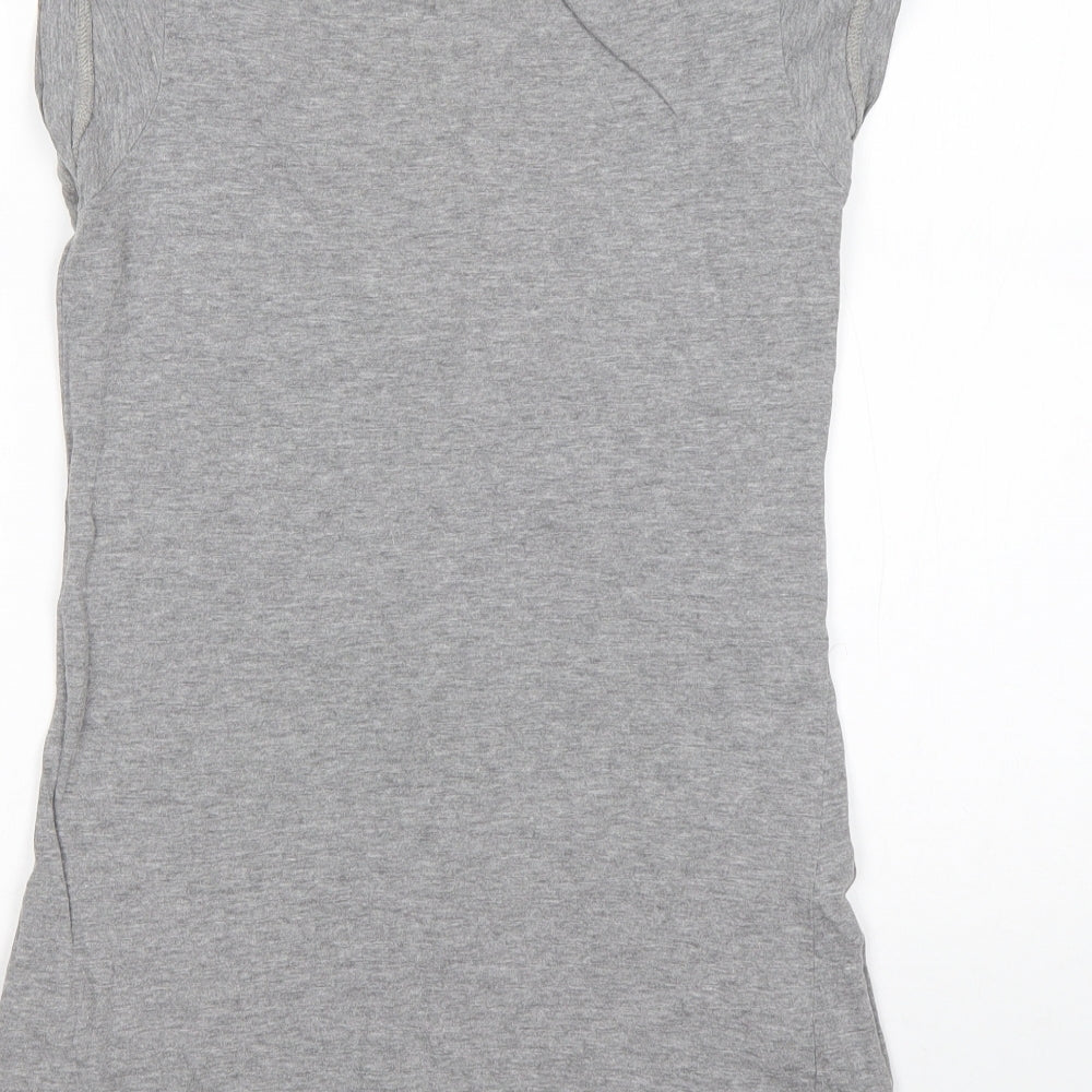 Preworn Womens Grey  Cotton Basic T-Shirt Size 8 Round Neck