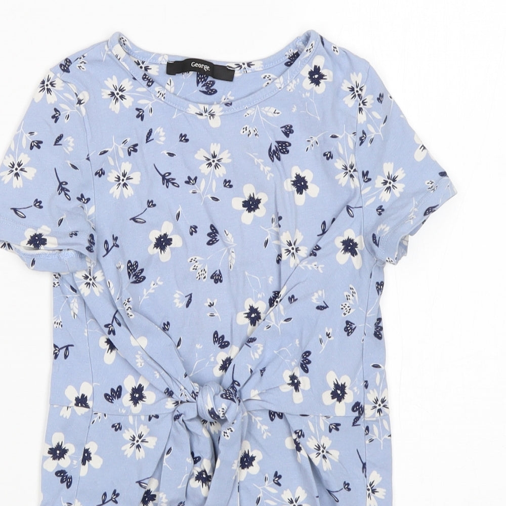 George Girls Multicoloured Floral Cotton T-Shirt Dress  Size 5-6 Years  Round Neck