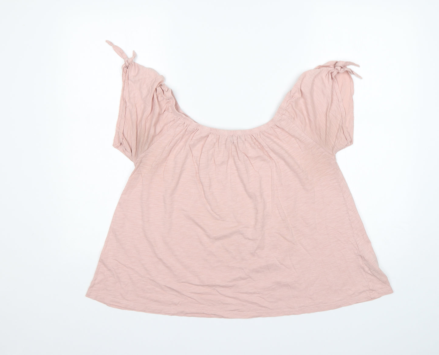 New Look Womens Pink  Cotton Basic T-Shirt Size 10 Boat Neck