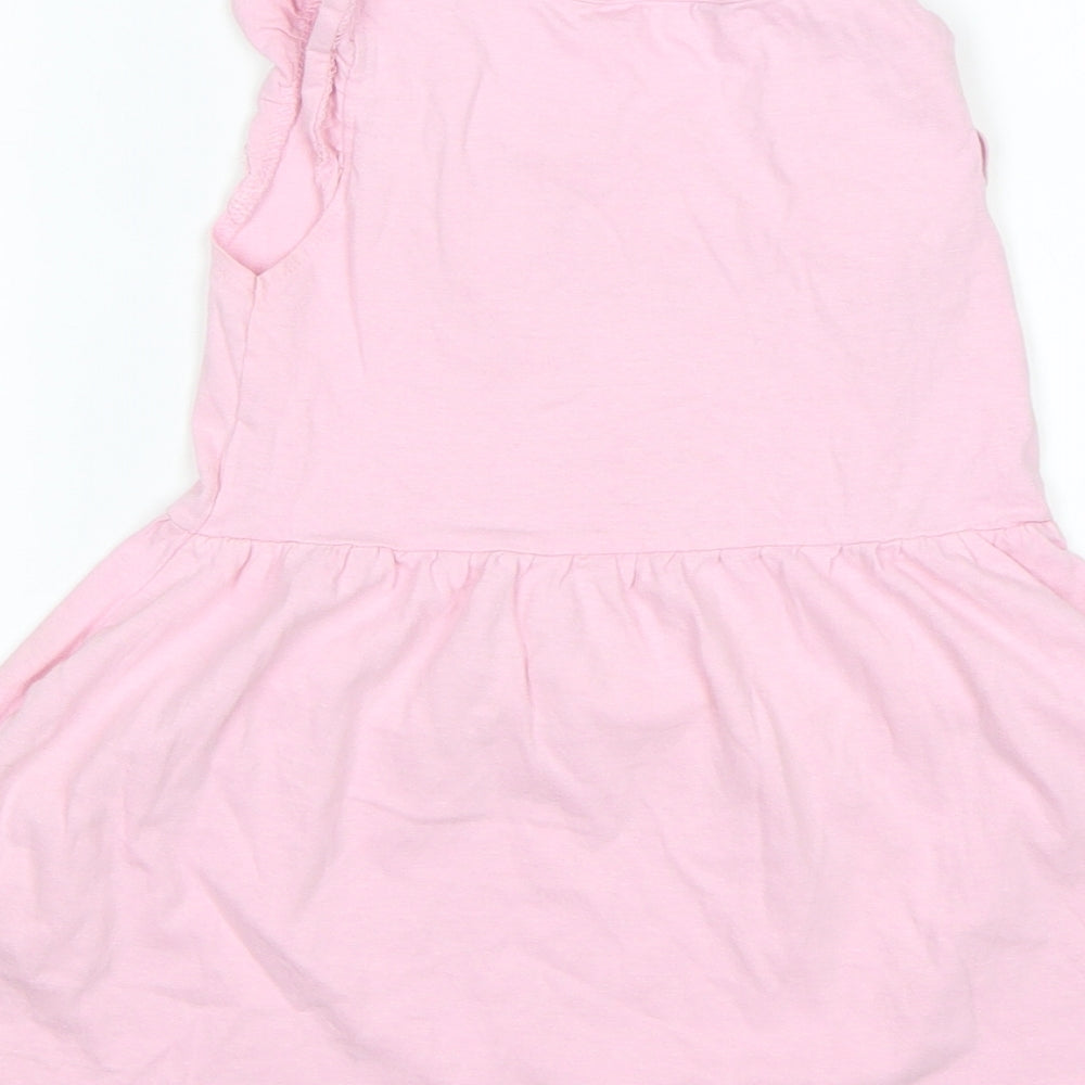 Primark Girls Pink  Cotton Fit & Flare  Size 5-6 Years  Round Neck  - Unicorn