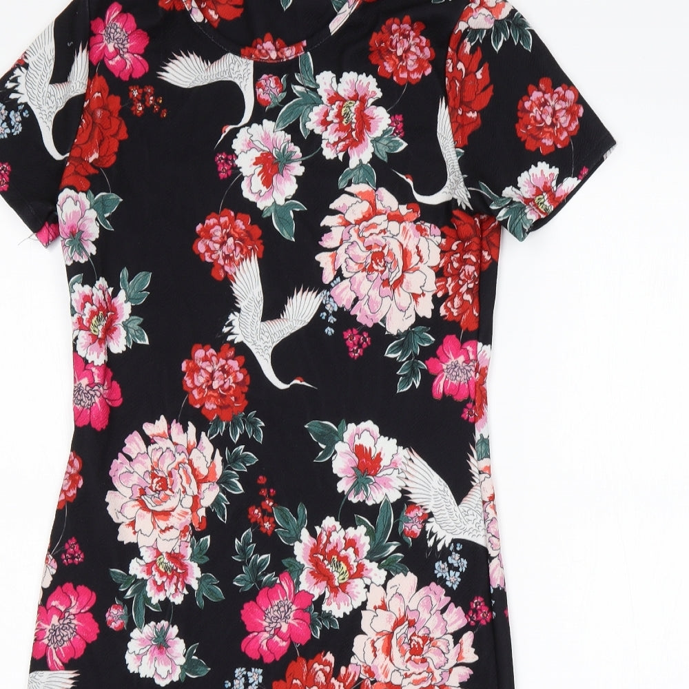 Dorothy Perkins Womens Multicoloured Floral Polyester Pencil Dress  Size 12  Round Neck