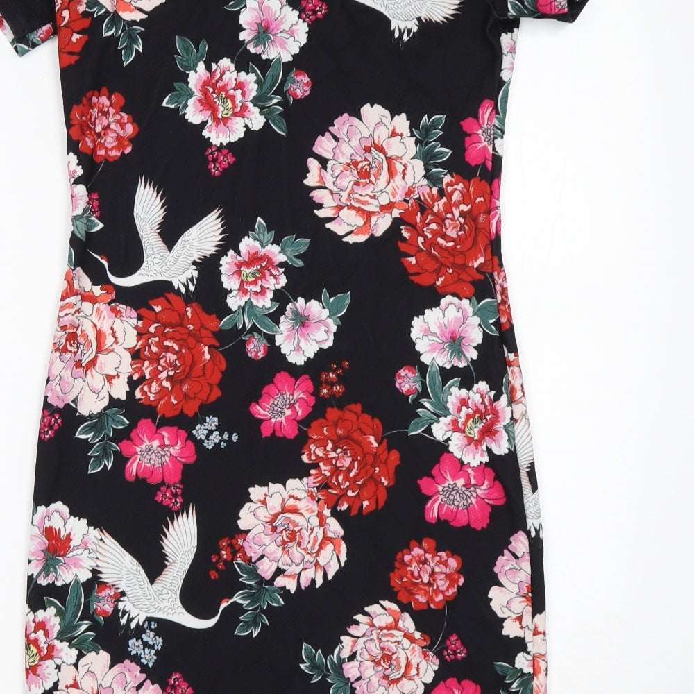 Dorothy Perkins Womens Multicoloured Floral Polyester Pencil Dress  Size 12  Round Neck