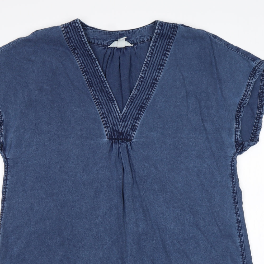 H&M Womens Blue  Lyocell A-Line  Size 16  V-Neck