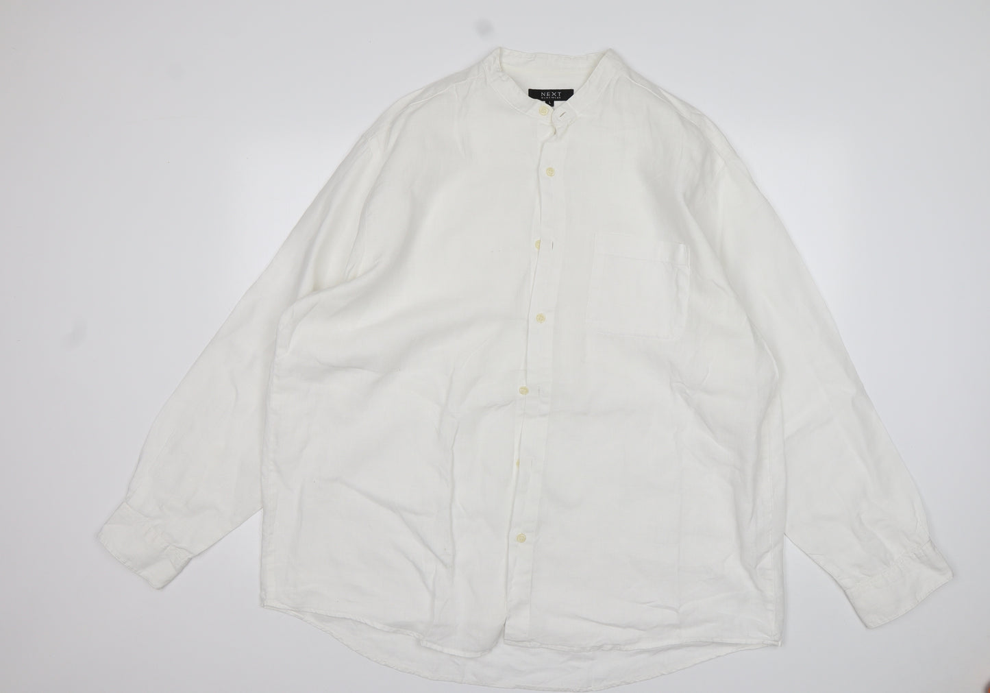 NEXT Mens White    Button-Up Size L Round Neck