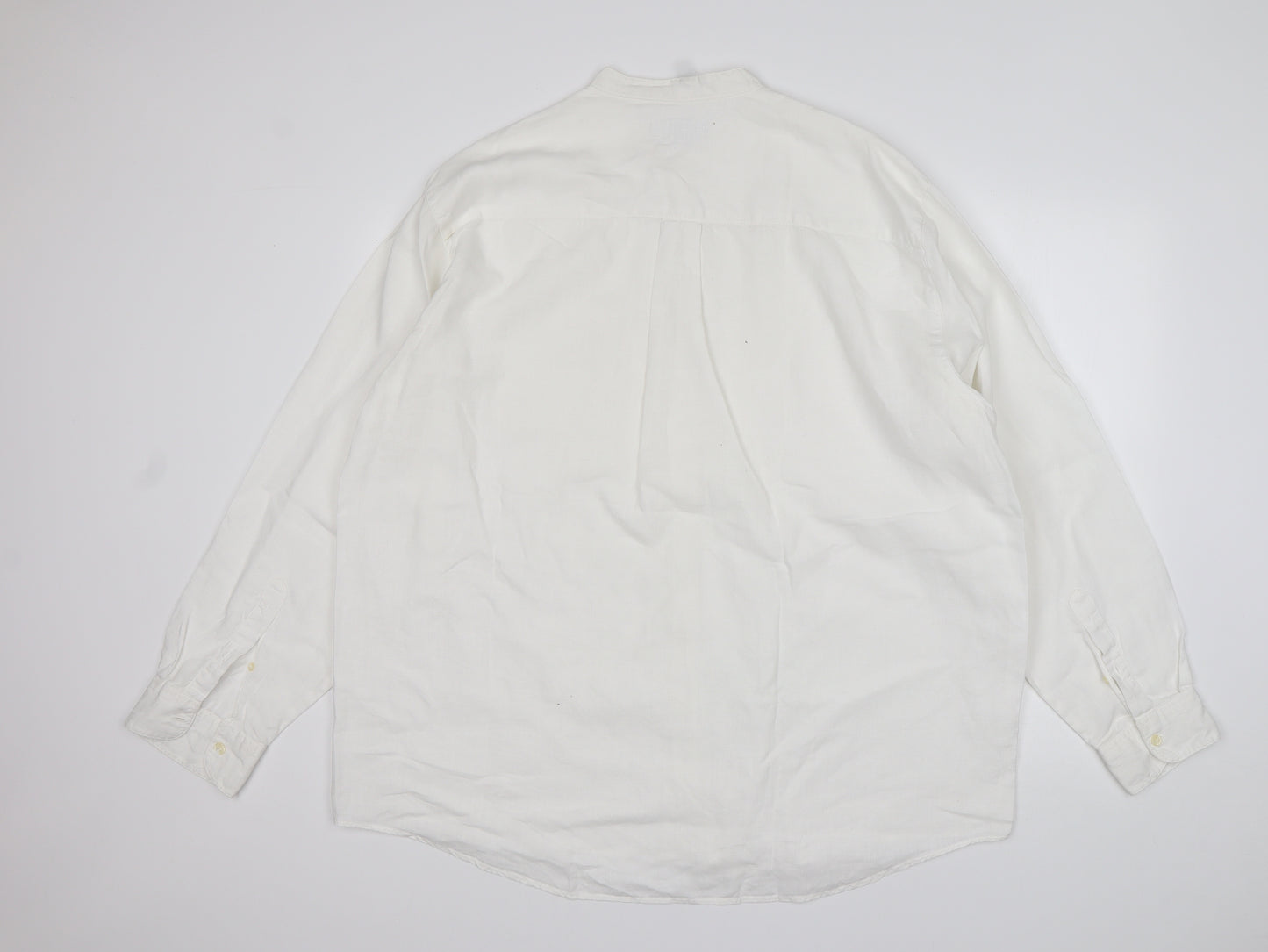 NEXT Mens White    Button-Up Size L Round Neck