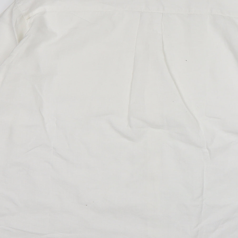 NEXT Mens White    Button-Up Size L Round Neck
