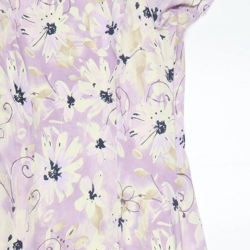 M&S Womens Multicoloured Floral Polyester A-Line  Size 12  Round Neck