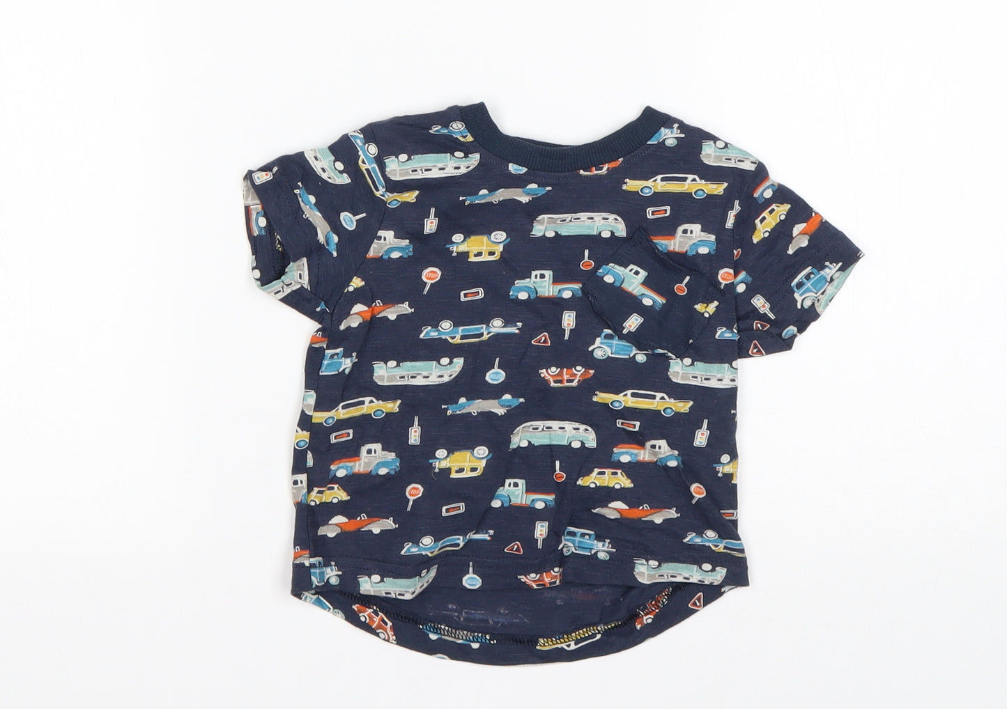 Nutmeg Boys Multicoloured  Cotton Basic T-Shirt Size 9-12 Months Round Neck  - Car Print