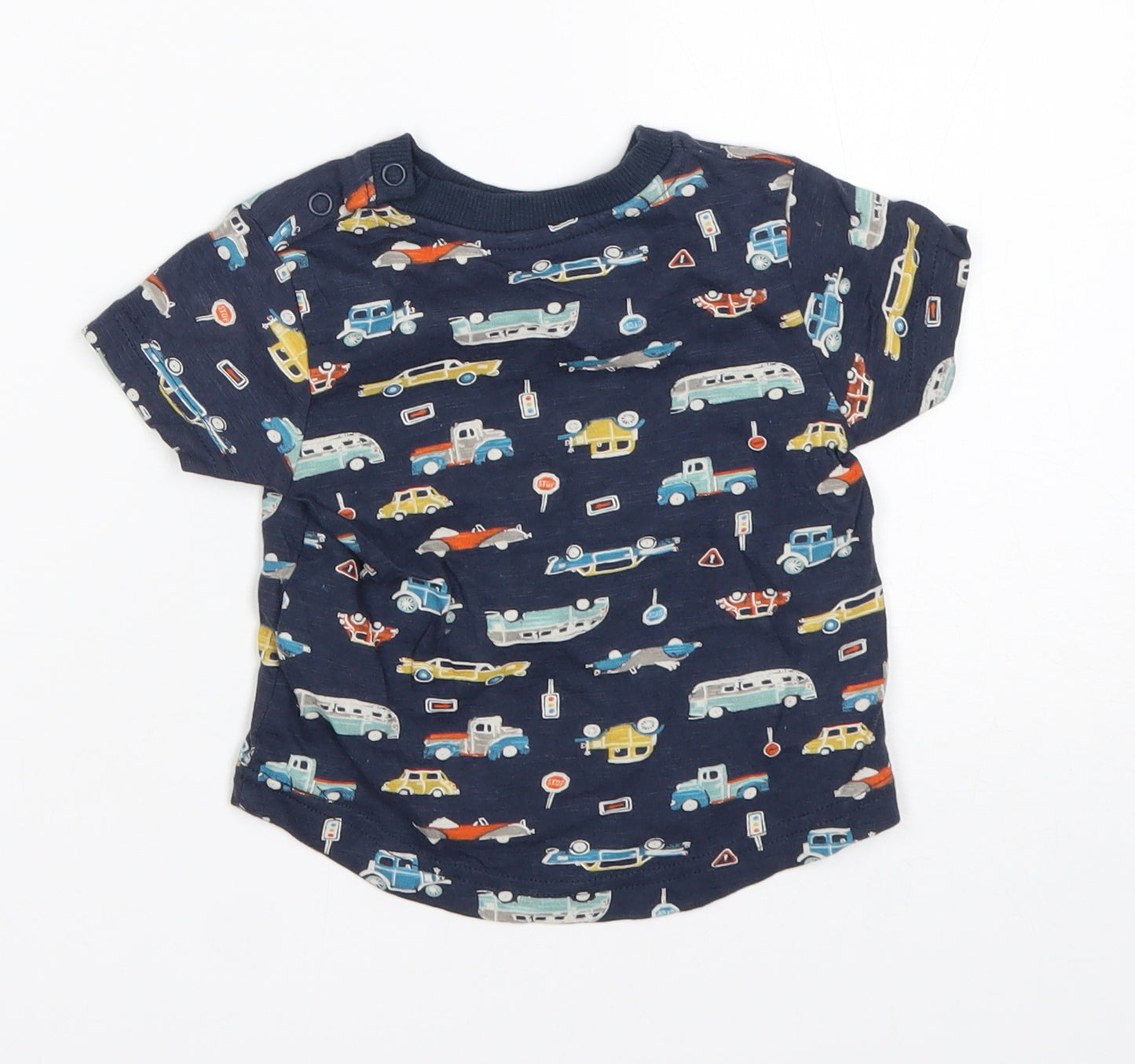 Nutmeg Boys Multicoloured  Cotton Basic T-Shirt Size 9-12 Months Round Neck  - Car Print