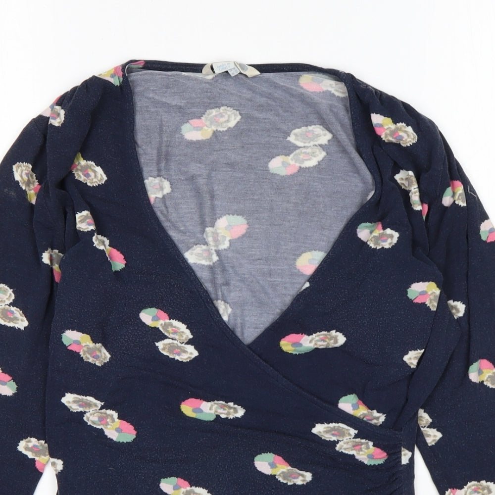Boden Womens Multicoloured Floral Viscose Basic T-Shirt Size 10 V-Neck