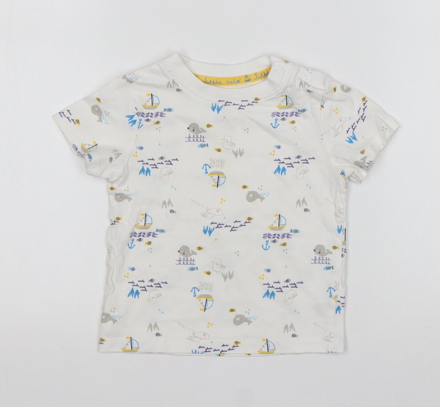 TU Boys Multicoloured Animal Print Cotton Basic T-Shirt Size 9-12 Months Round Neck