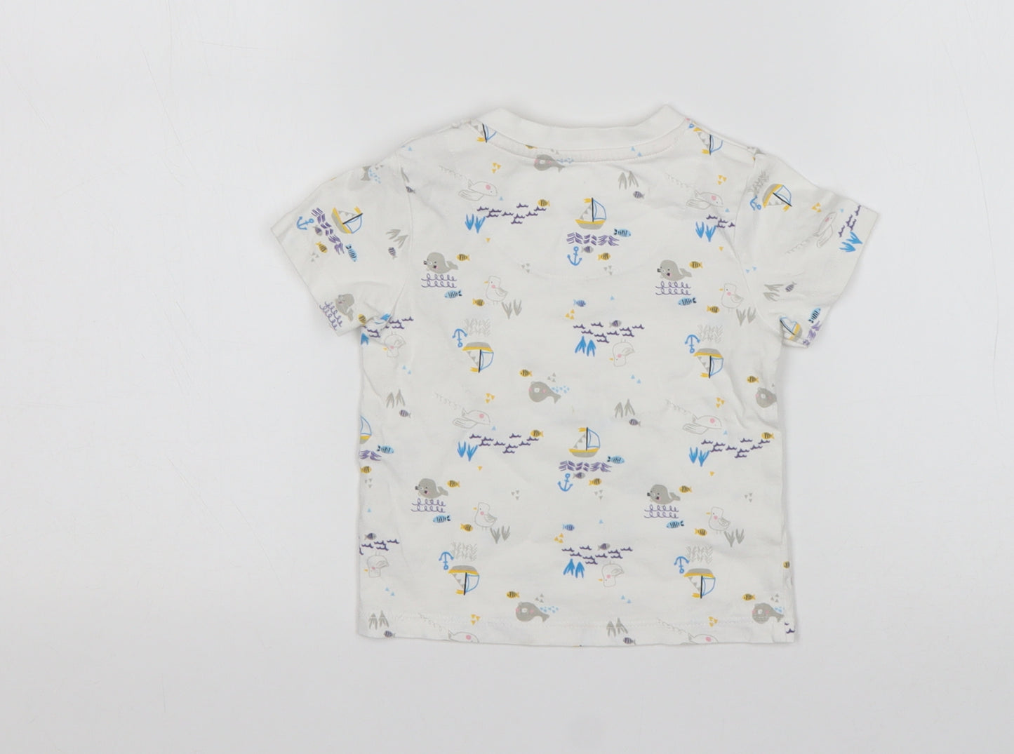 TU Boys Multicoloured Animal Print Cotton Basic T-Shirt Size 9-12 Months Round Neck