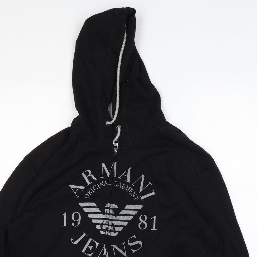 Armani Jeans  Mens Black  Cotton Full Zip Hoodie Size XL