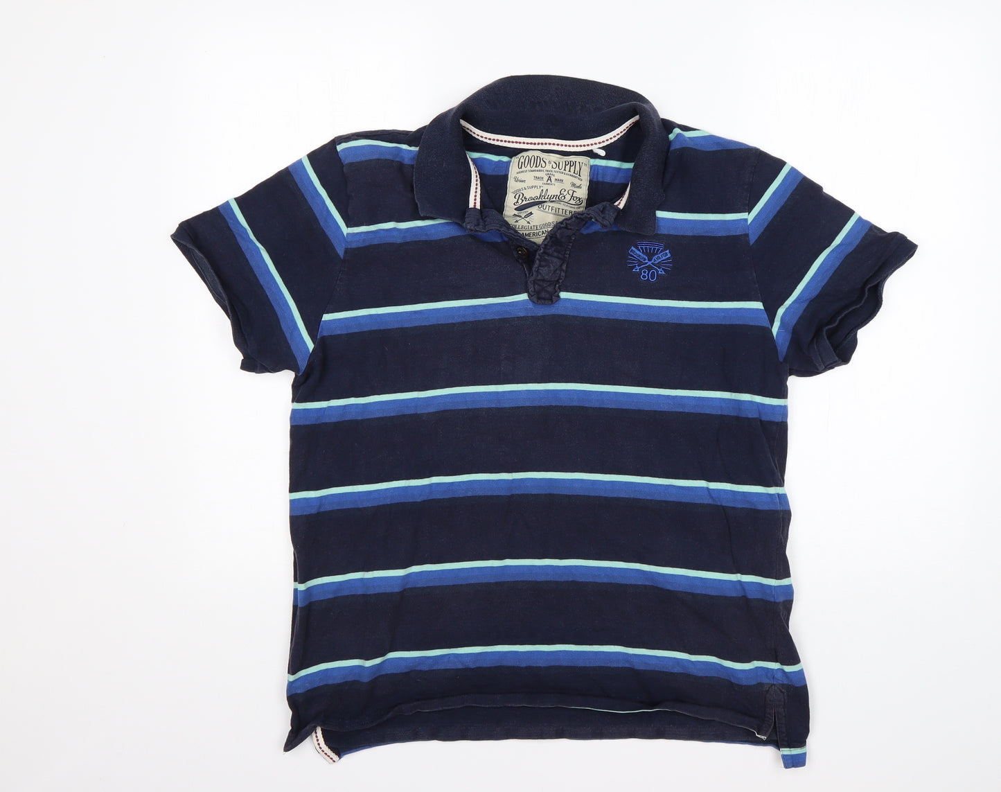 George Mens Multicoloured Striped Cotton  Polo Size L Collared