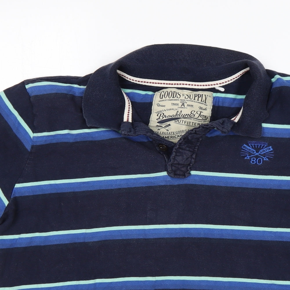 George Mens Multicoloured Striped Cotton  Polo Size L Collared