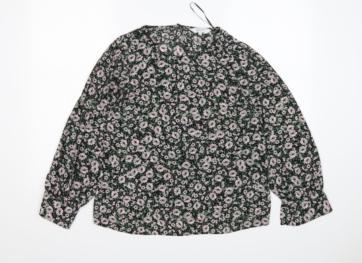 Principles Womens Multicoloured Floral Polyester Basic Blouse Size 12 Round Neck