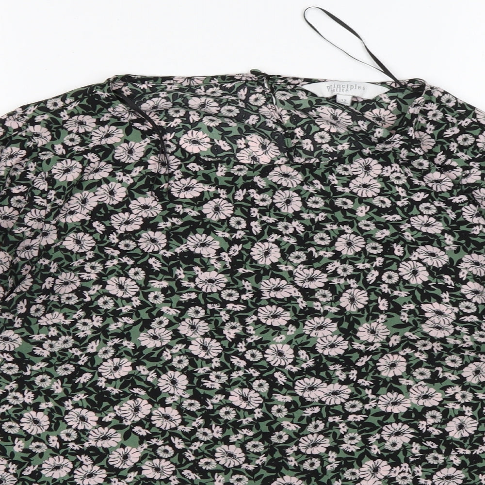 Principles Womens Multicoloured Floral Polyester Basic Blouse Size 12 Round Neck