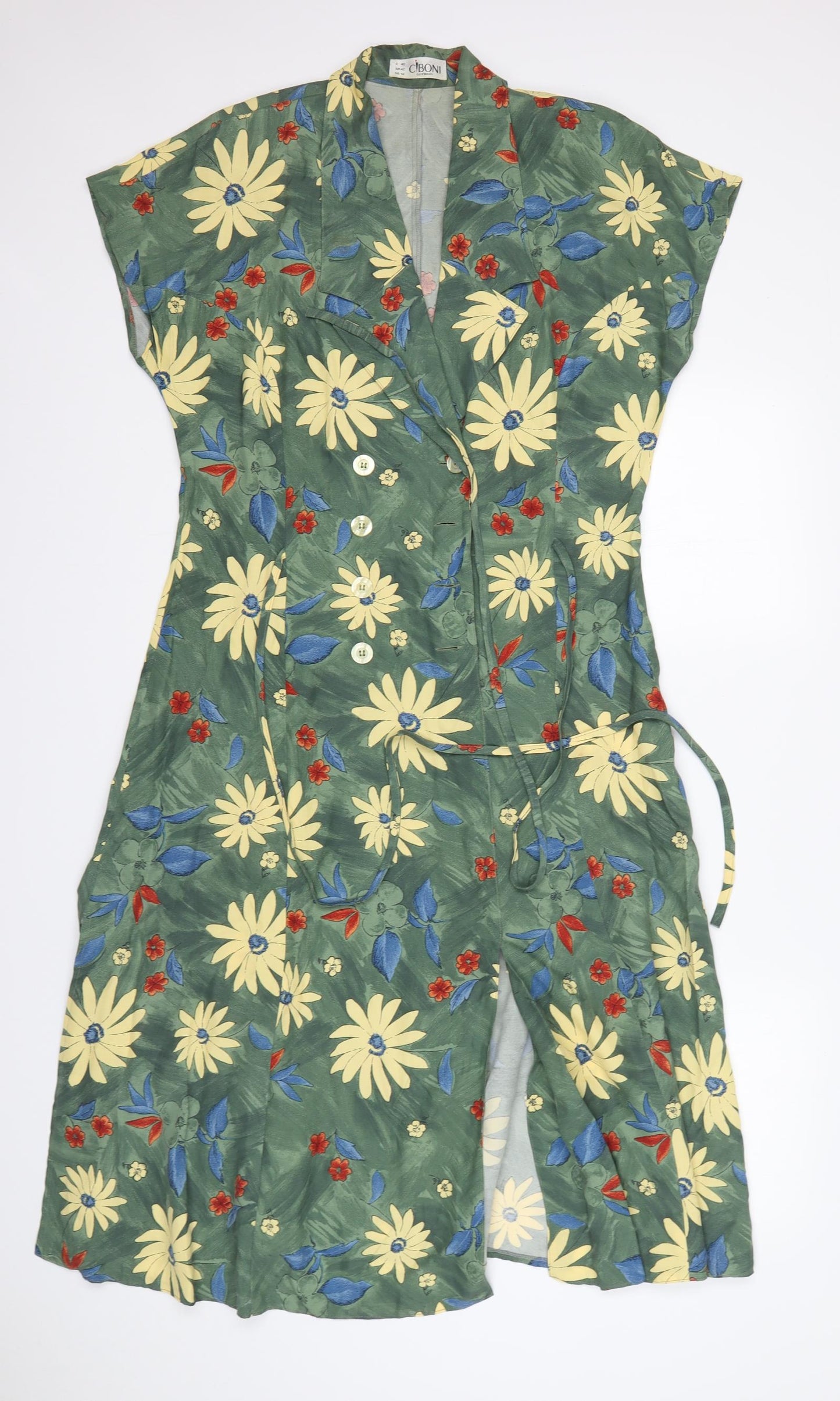 Ciboni Womens Multicoloured Floral Cupro A-Line  Size 14  V-Neck
