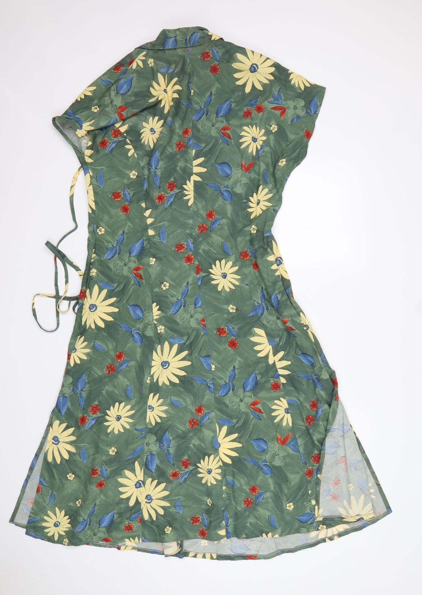 Ciboni Womens Multicoloured Floral Cupro A-Line  Size 14  V-Neck