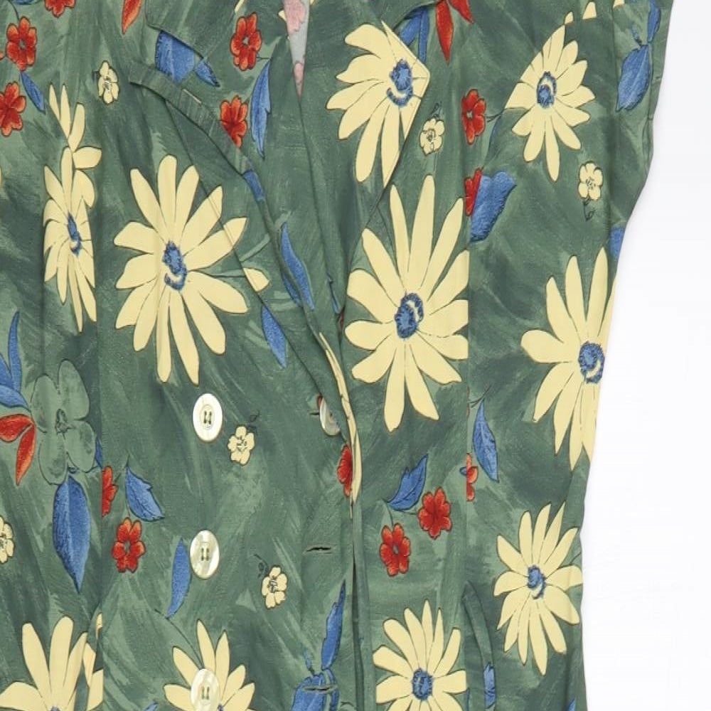 Ciboni Womens Multicoloured Floral Cupro A-Line  Size 14  V-Neck