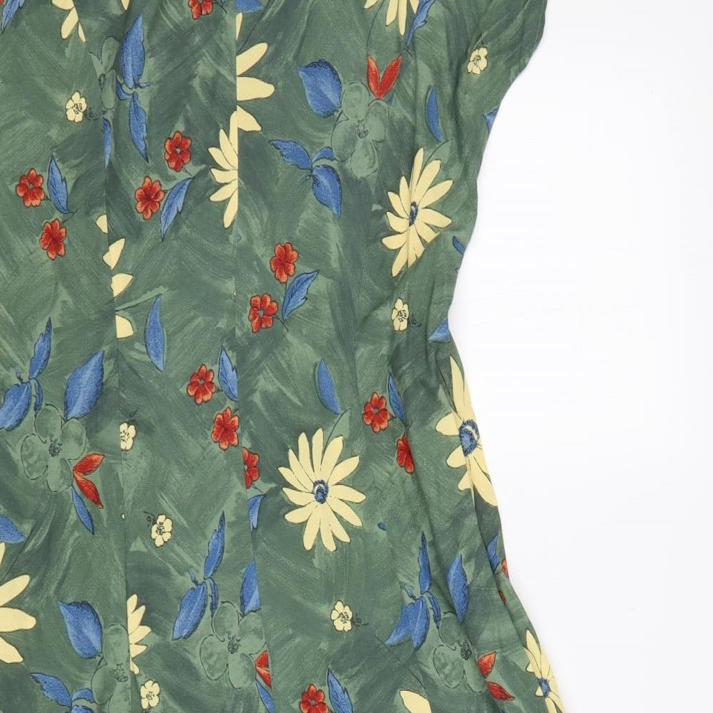 Ciboni Womens Multicoloured Floral Cupro A-Line  Size 14  V-Neck