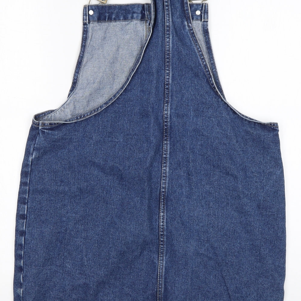 Denim Co Womens Black  Cotton Pinafore/Dungaree Dress  Size 14  Sweetheart