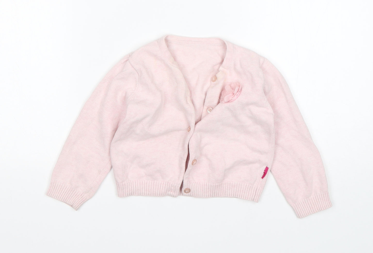 Nutmeg Girls Pink Round Neck  Cotton Cardigan Jumper Size 2-3 Years