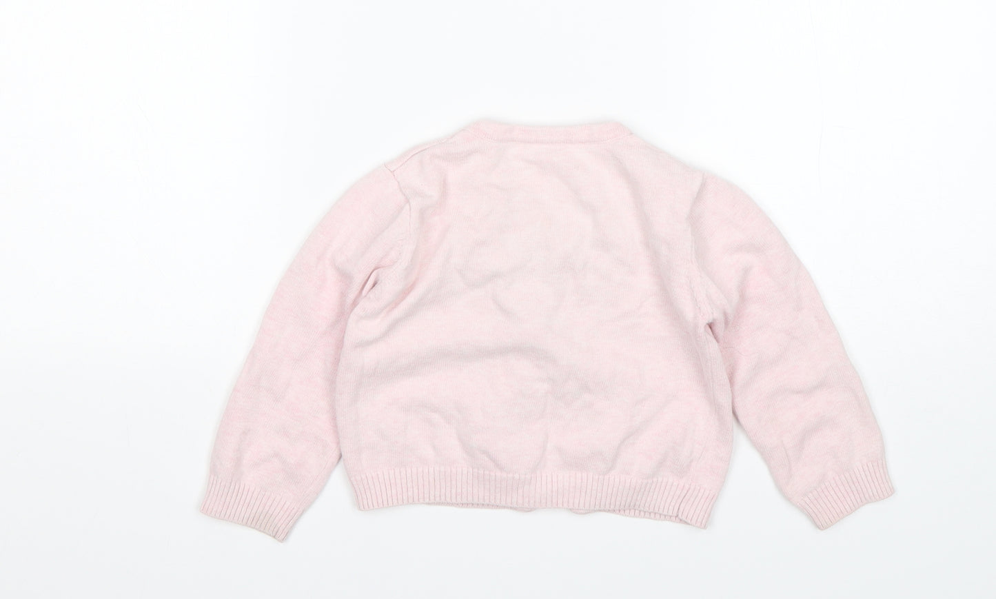 Nutmeg Girls Pink Round Neck  Cotton Cardigan Jumper Size 2-3 Years