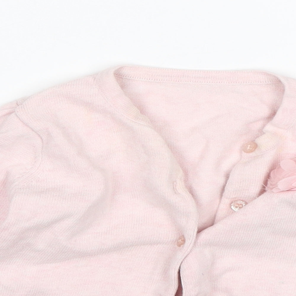 Nutmeg Girls Pink Round Neck  Cotton Cardigan Jumper Size 2-3 Years