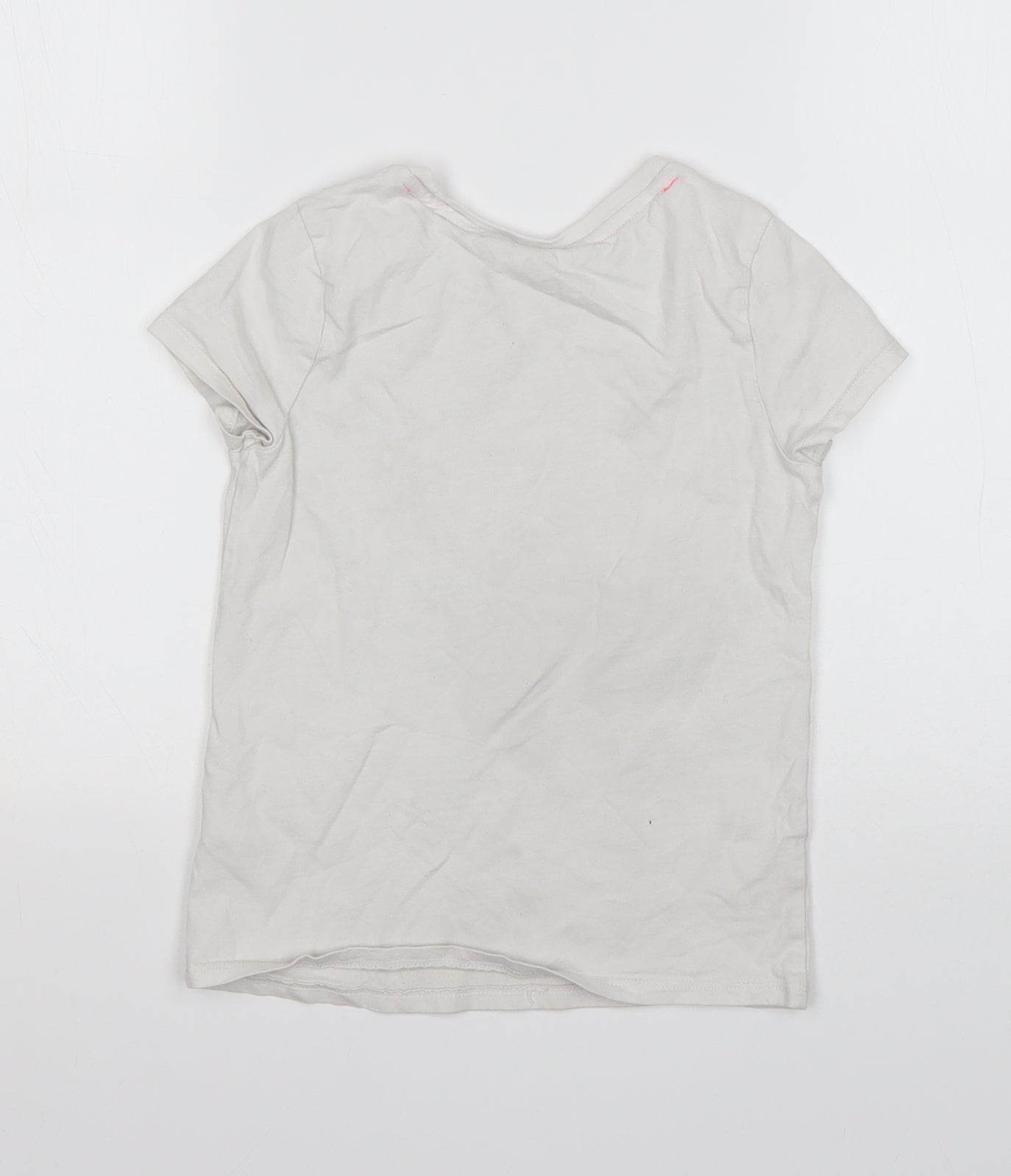 George Girls White  Cotton Basic T-Shirt Size 6-7 Years Round Neck