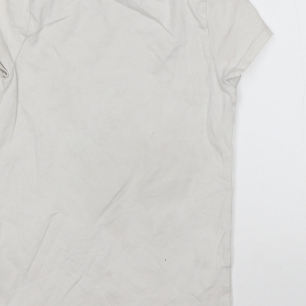 George Girls White  Cotton Basic T-Shirt Size 6-7 Years Round Neck