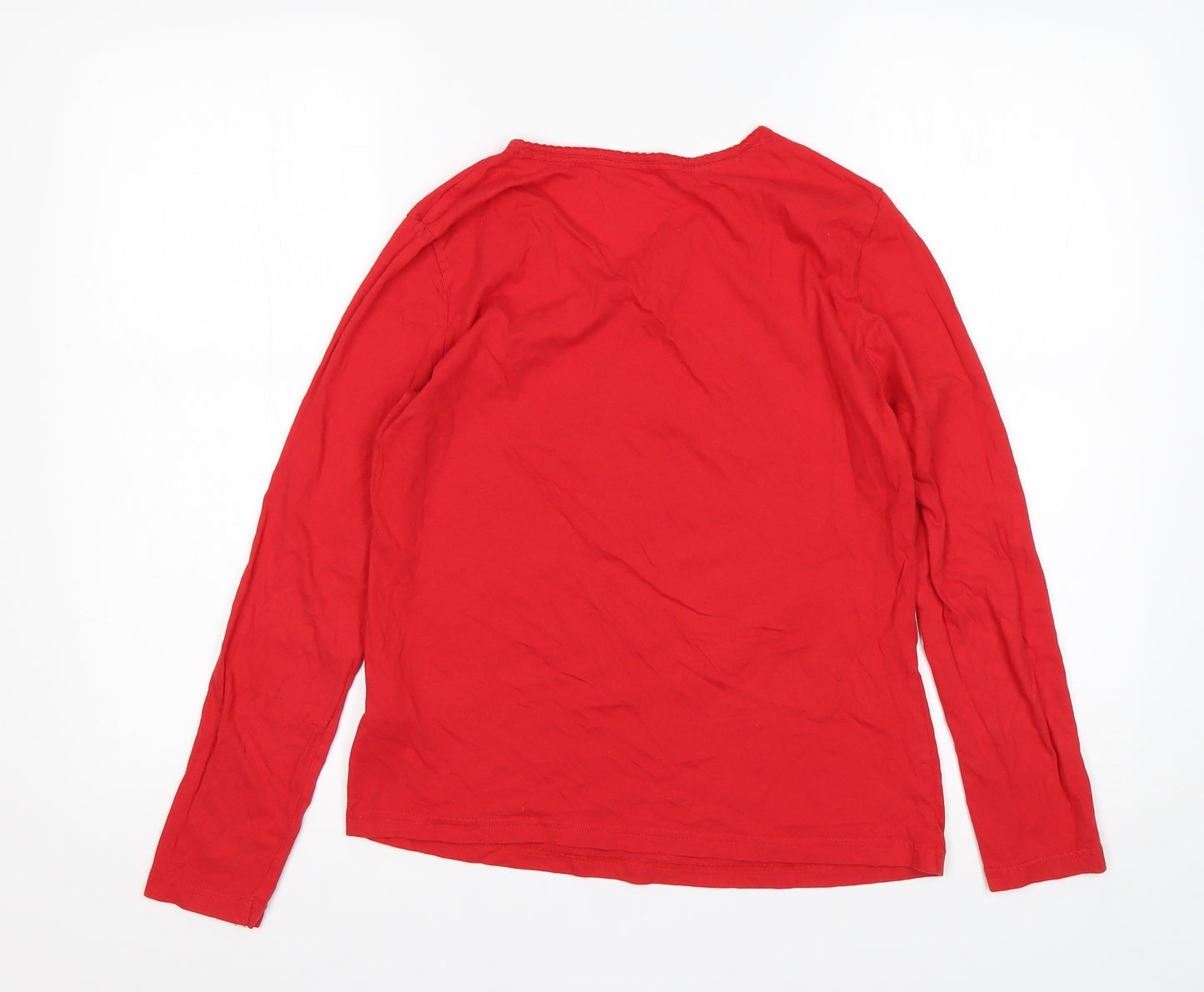 M&S Womens Red  Cotton Top Pyjama Top Size 6