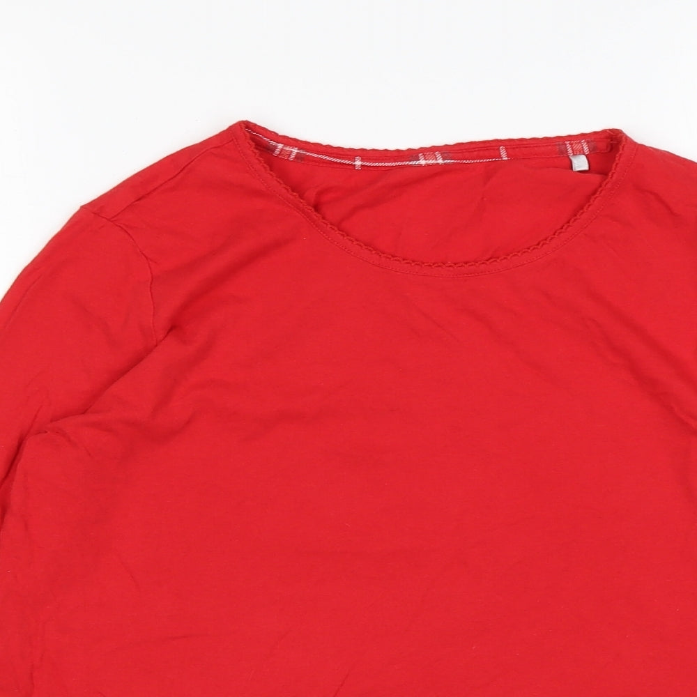 M&S Womens Red  Cotton Top Pyjama Top Size 6