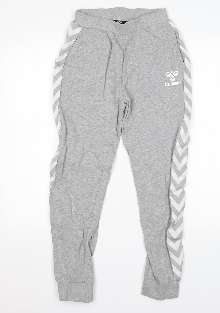 Hummel Mens Grey  Cotton Sweatpants Trousers Size XS L24 in Regular