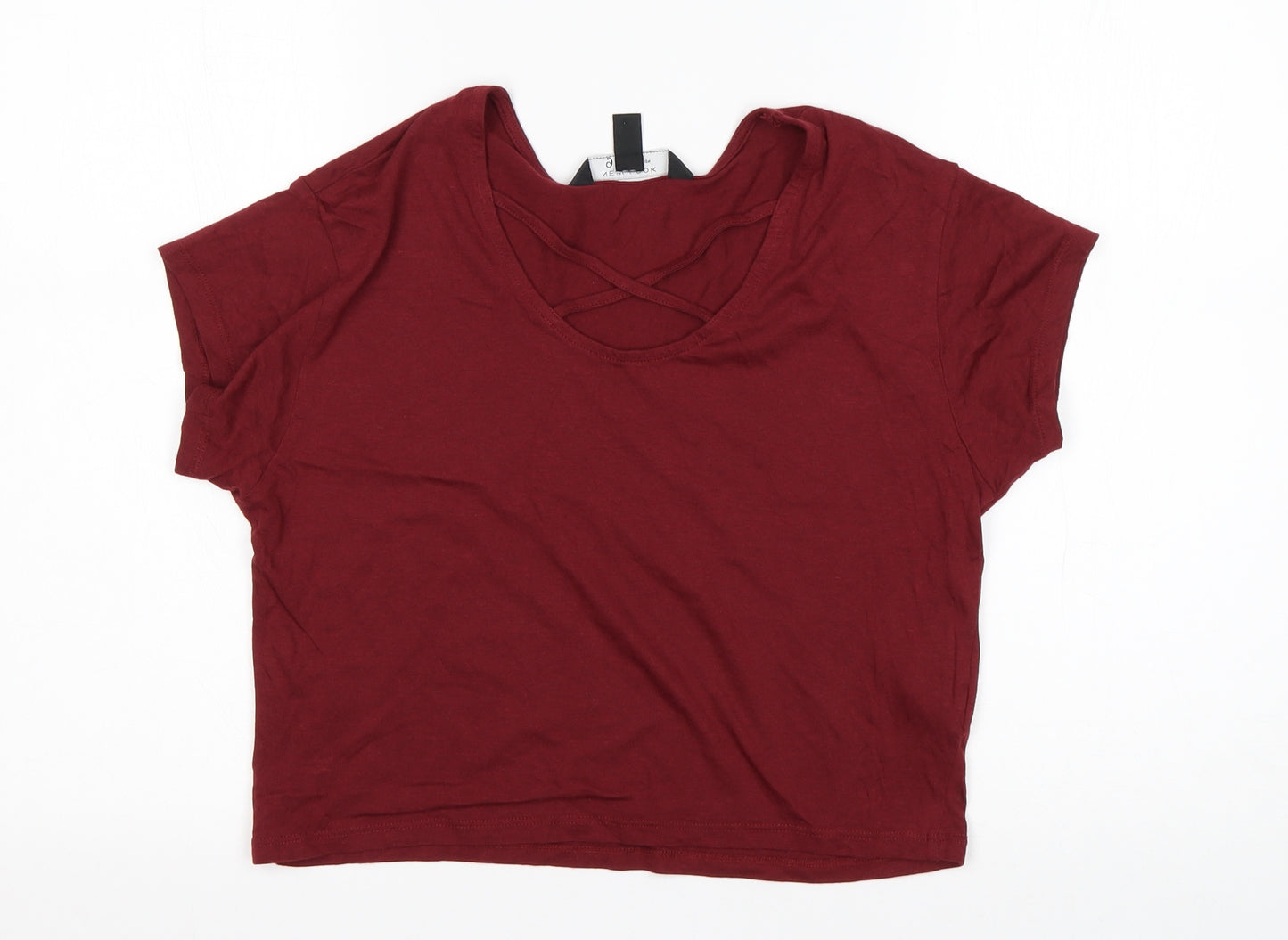 New Look Girls Red  Cotton Basic T-Shirt Size 12-13 Years Scoop Neck