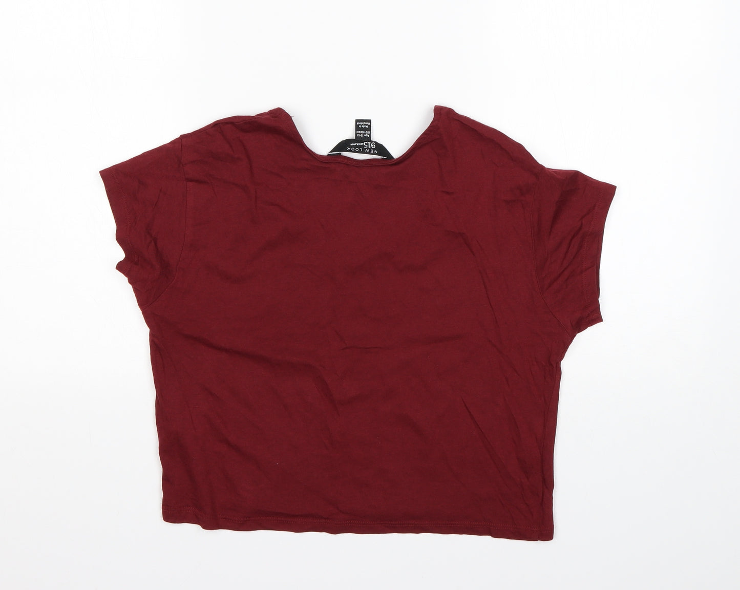 New Look Girls Red  Cotton Basic T-Shirt Size 12-13 Years Scoop Neck