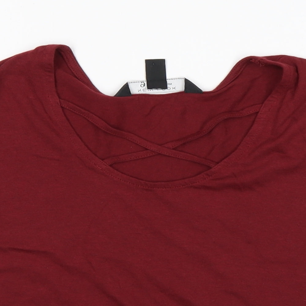 New Look Girls Red  Cotton Basic T-Shirt Size 12-13 Years Scoop Neck