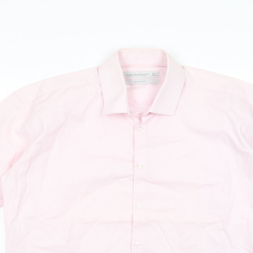 Primark Mens Pink Geometric Cotton  Dress Shirt Size 15 Collared Button
